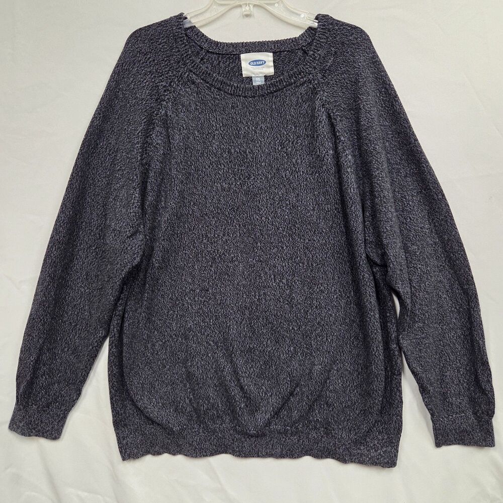 Old Navy Mens Sweater 2XL Black Blue Pullover Crew Neck